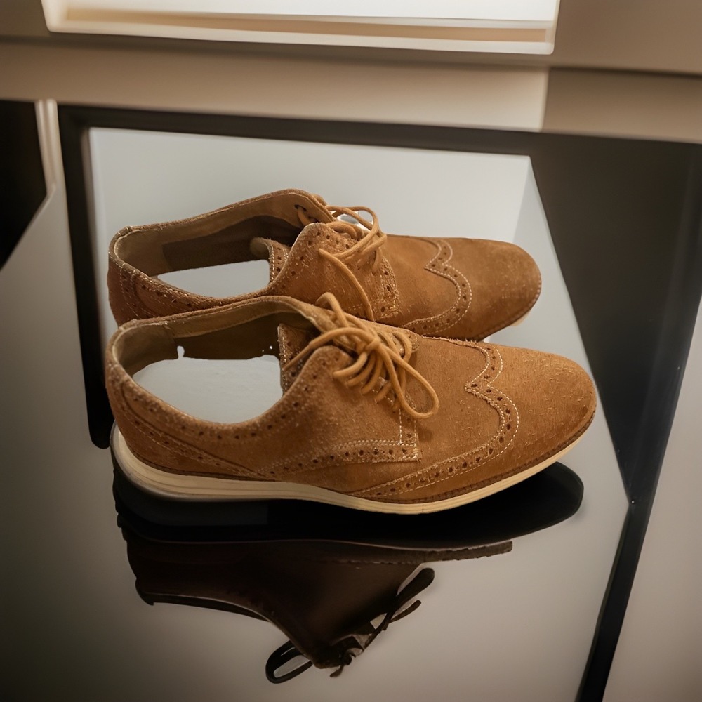 Cole Haan Lunargrand Wingtip Oxford Woodbury/ Gum Suede Men's‎ Sz 9.5